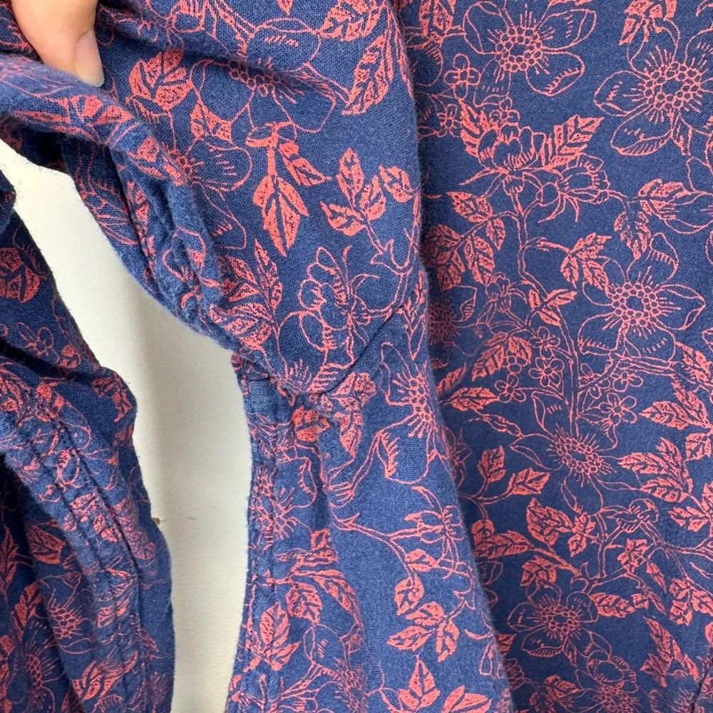 Men's Cotton Button-Down Shirt in Navy with Pink Floral Print By Banana Republic